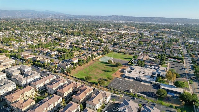 aerial view with a mountain view