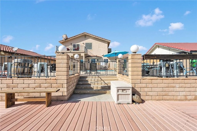 deck featuring a patio area