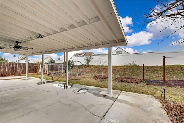 view of patio / terrace featuring ceiling fan