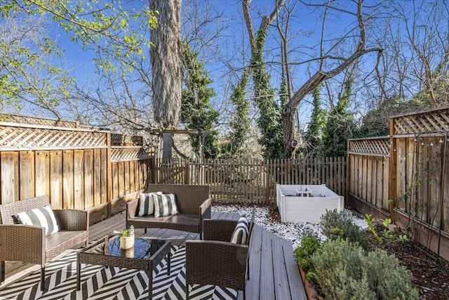 deck with an outdoor living space