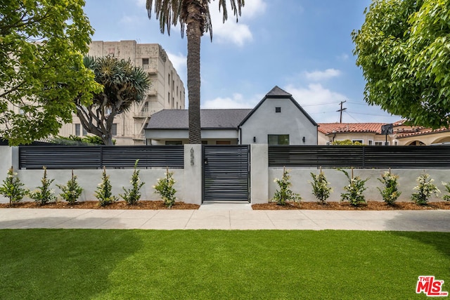 view of front facade featuring a front lawn