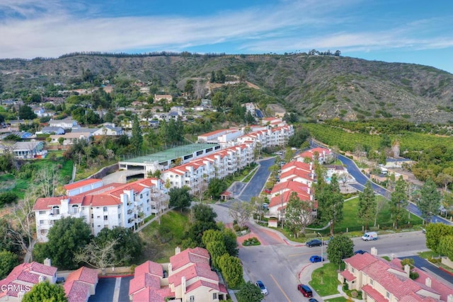 drone / aerial view with a mountain view