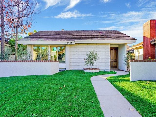 rear view of house featuring a yard