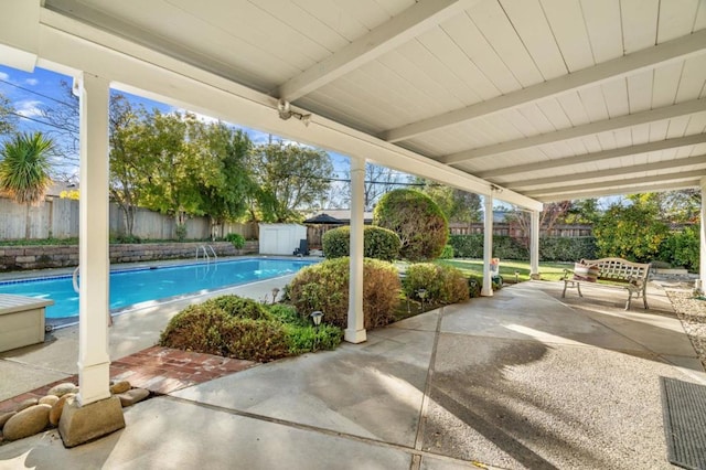 view of swimming pool with a patio