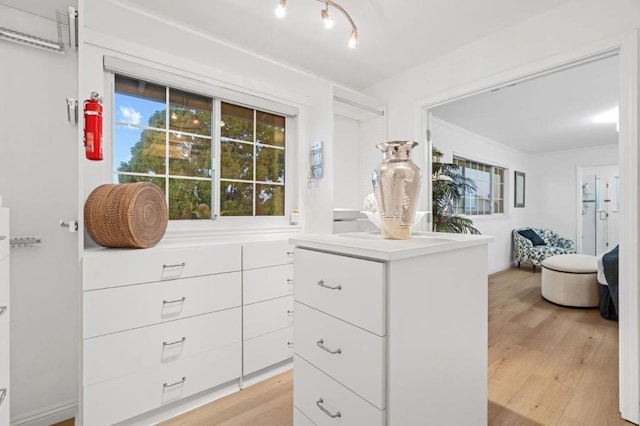 spacious closet with light hardwood / wood-style floors