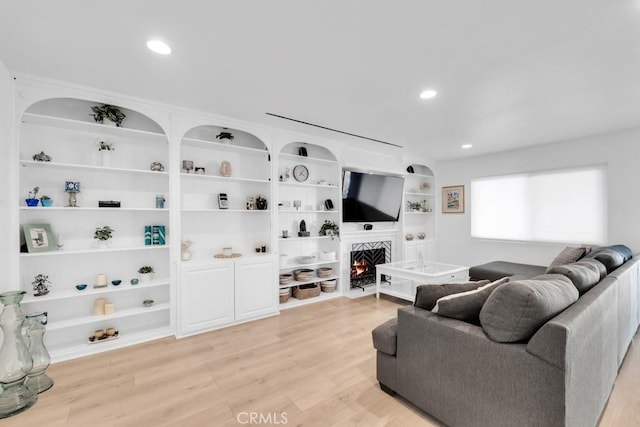 living room with light hardwood / wood-style floors