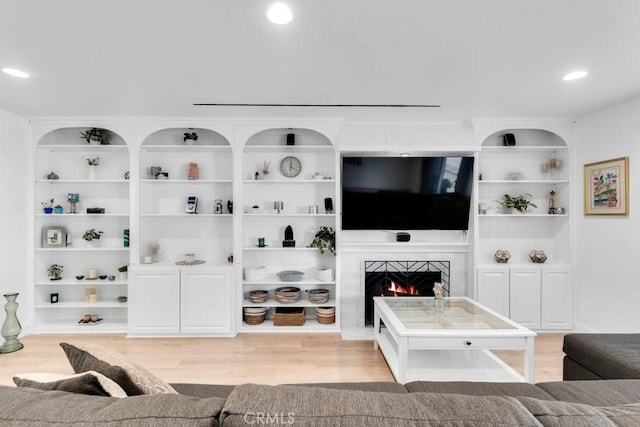 living room with light wood-type flooring