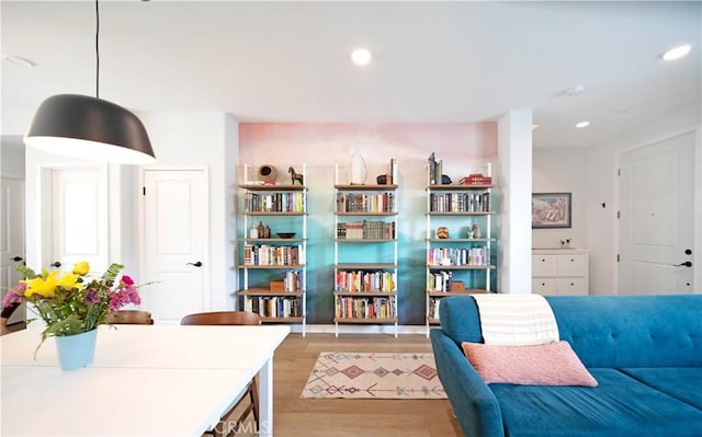 sitting room with hardwood / wood-style floors