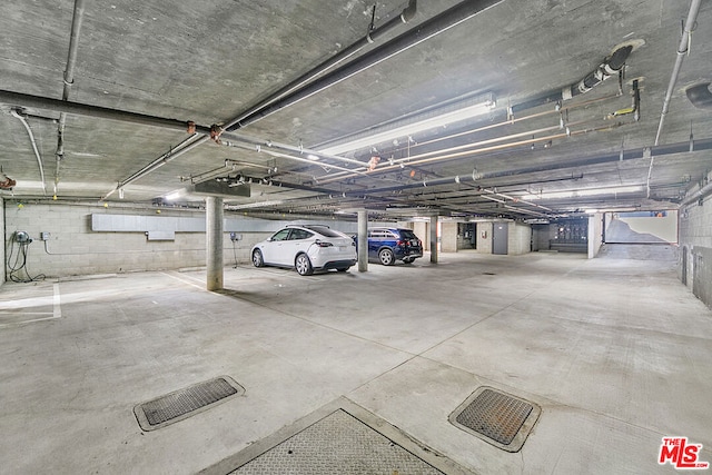 garage with a garage door opener