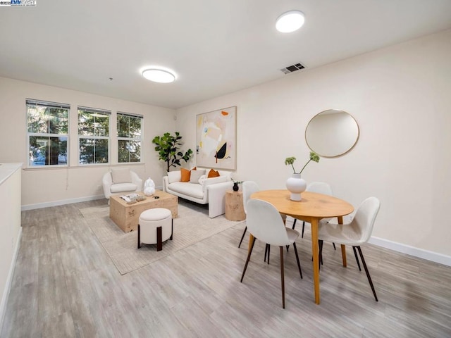 dining room with light hardwood / wood-style flooring