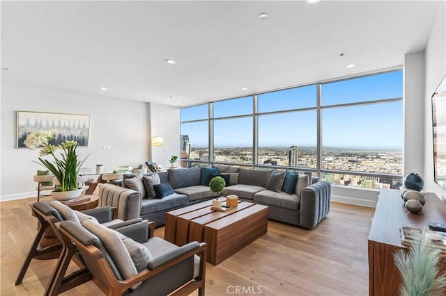 living room featuring light hardwood / wood-style floors