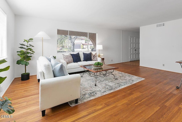 living room featuring light wood-type flooring