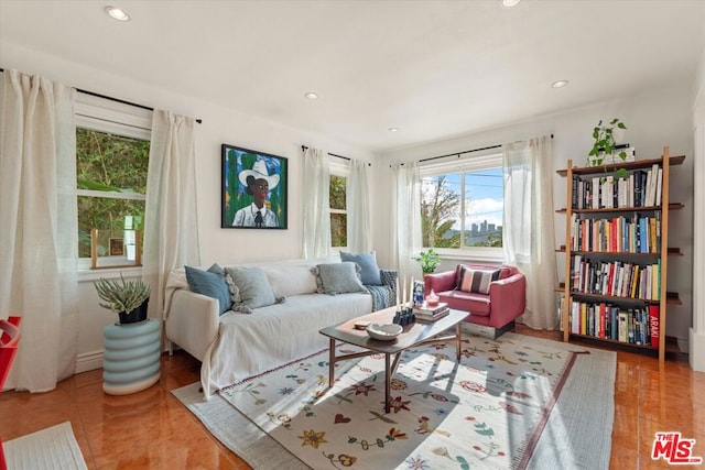 view of tiled living room