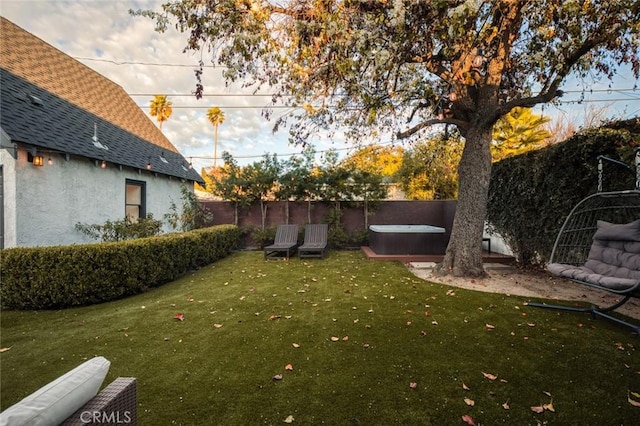 view of yard featuring a fenced backyard