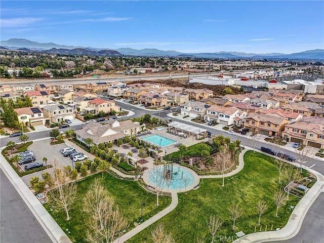 aerial view with a mountain view