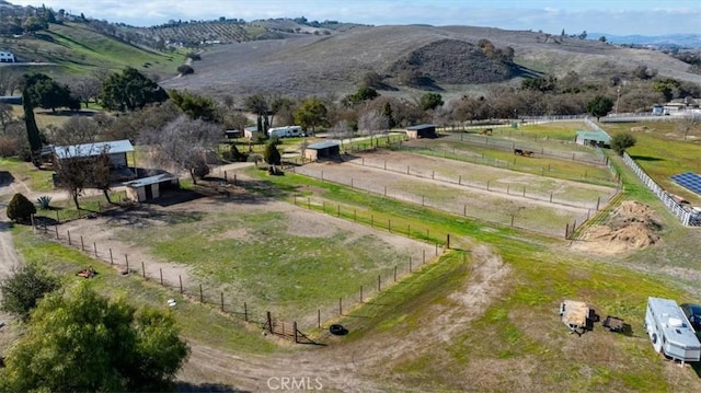 drone / aerial view with a rural view