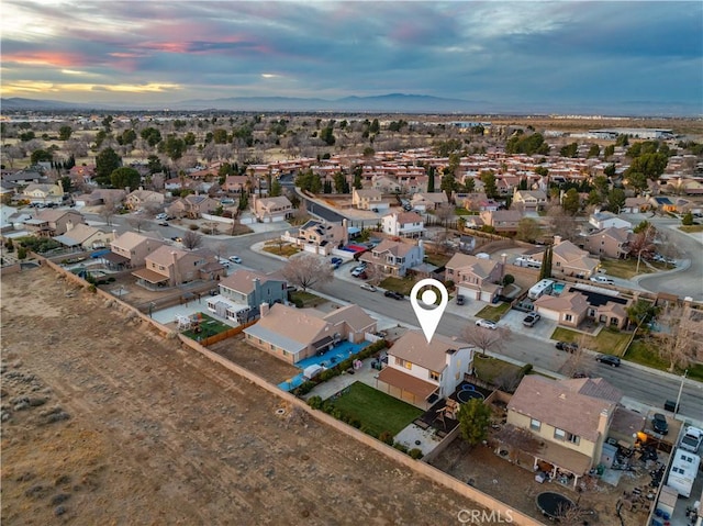 view of aerial view at dusk