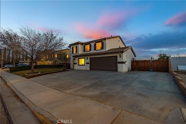 view of front property with a garage