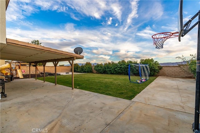 view of patio / terrace featuring a playground