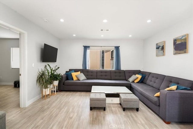 living room featuring light hardwood / wood-style floors