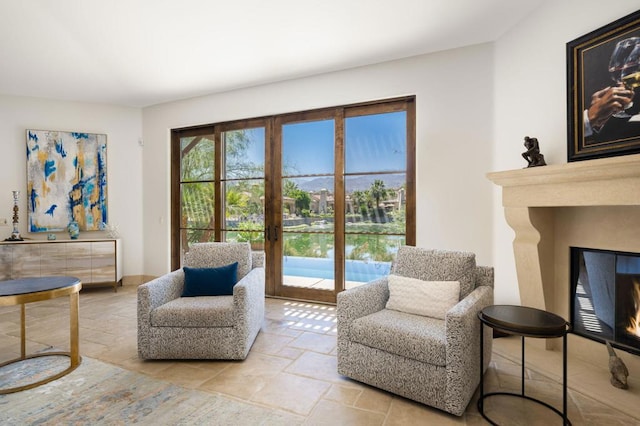 living area featuring french doors