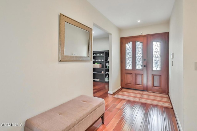 entryway featuring hardwood / wood-style flooring