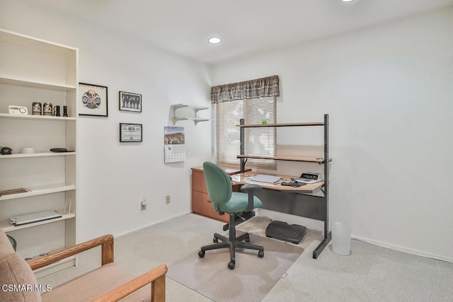 view of carpeted home office