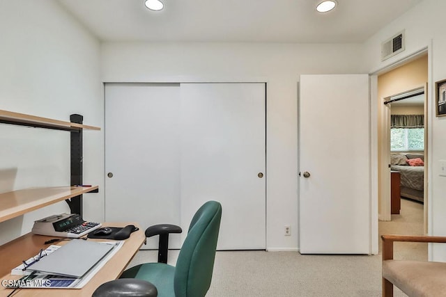 office area with light carpet