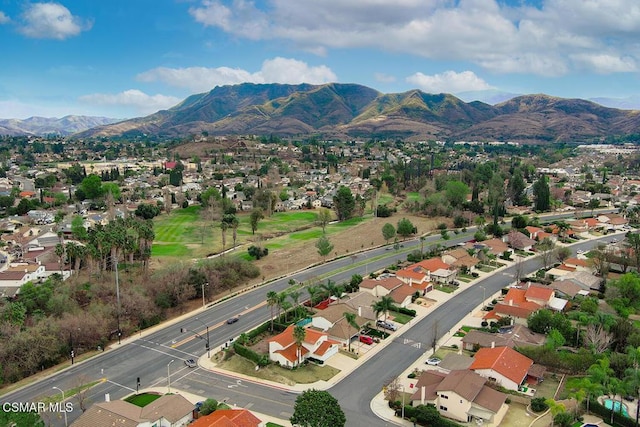 aerial view with a mountain view