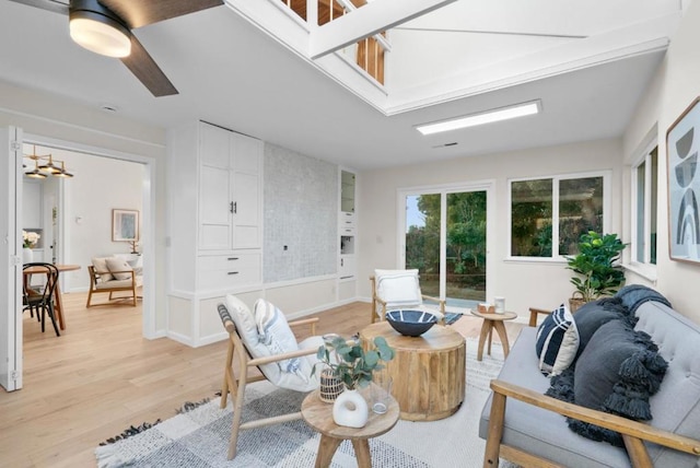 living room with light wood-type flooring