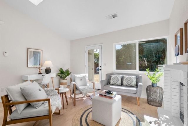 living room featuring light wood-type flooring