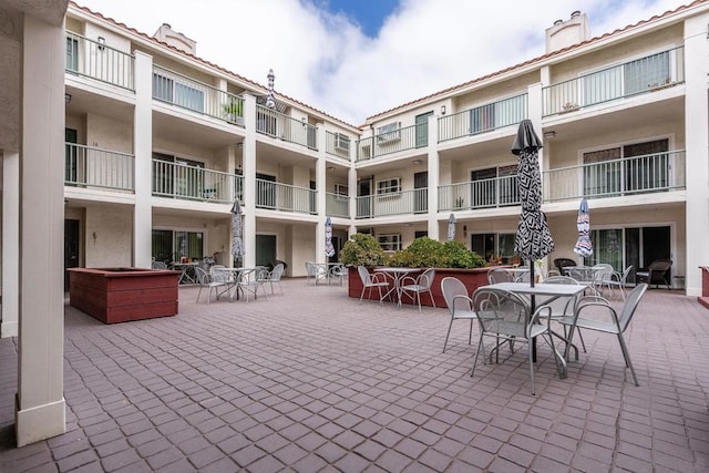 view of patio / terrace with a bar