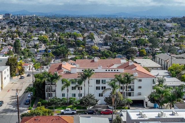 bird's eye view with a mountain view