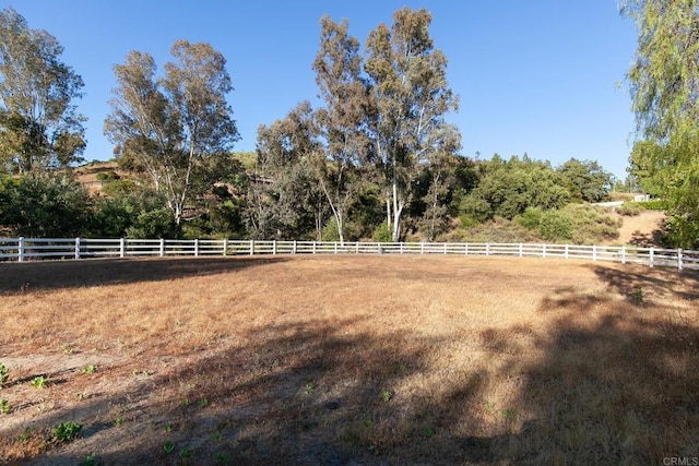 view of yard with a rural view