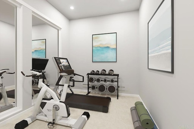 workout room with carpet floors