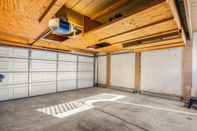 garage with a garage door opener