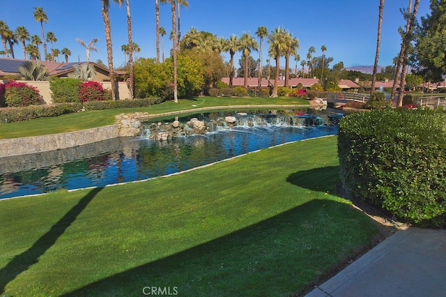 view of property's community featuring a yard