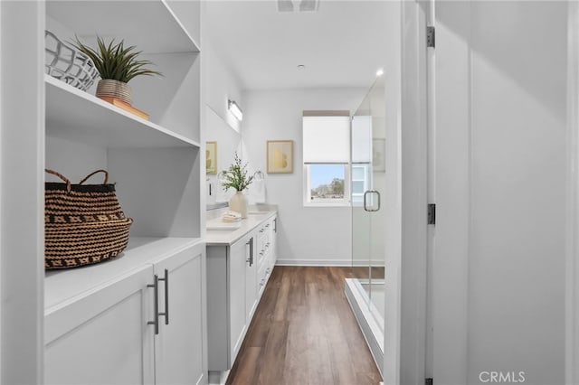 interior space with hardwood / wood-style flooring