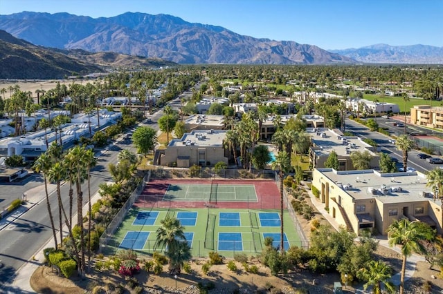 bird's eye view with a mountain view