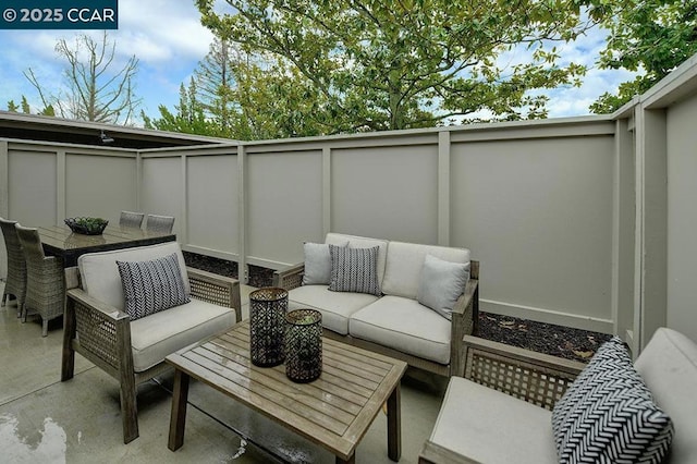 view of patio featuring outdoor lounge area