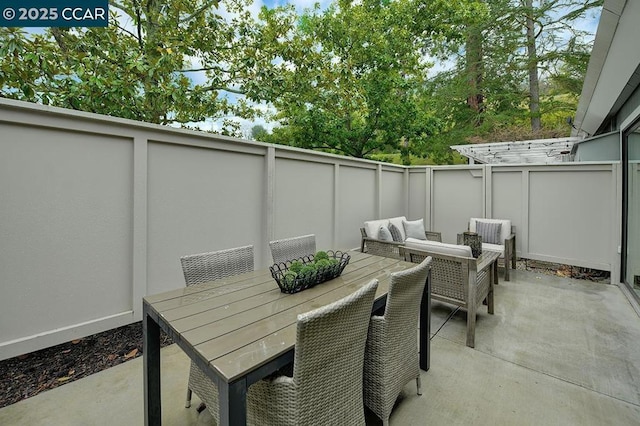 view of patio / terrace featuring an outdoor hangout area