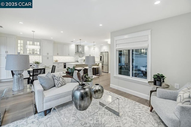 living room featuring light hardwood / wood-style floors