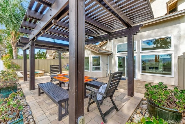 view of patio featuring a pergola