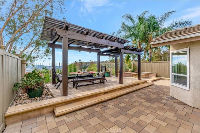 exterior space featuring a pergola