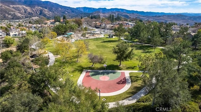 aerial view with a mountain view