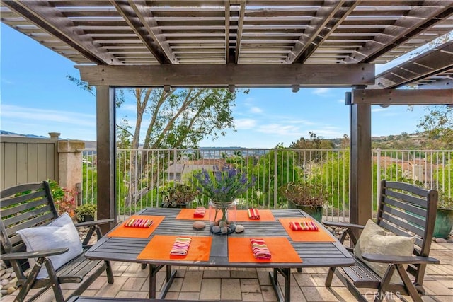 view of patio featuring a pergola