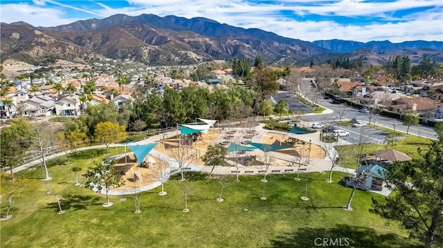 bird's eye view featuring a mountain view