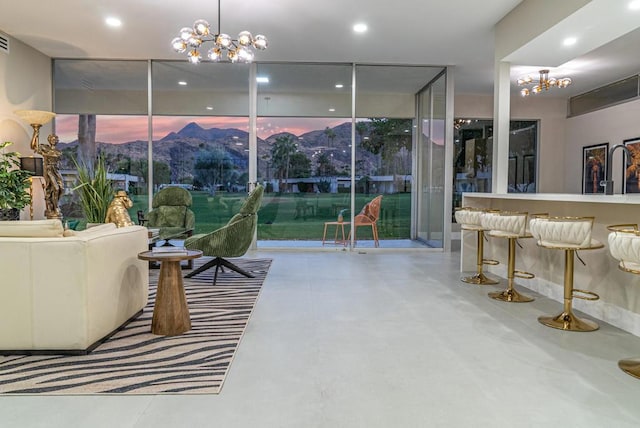 common area with a mountain view