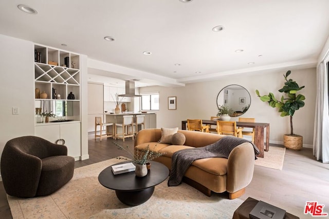 living room featuring wood-type flooring