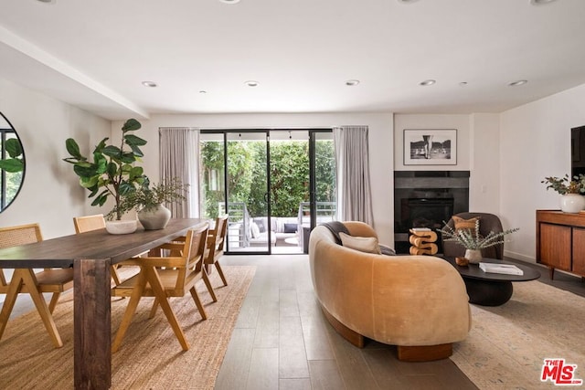 living room with hardwood / wood-style flooring